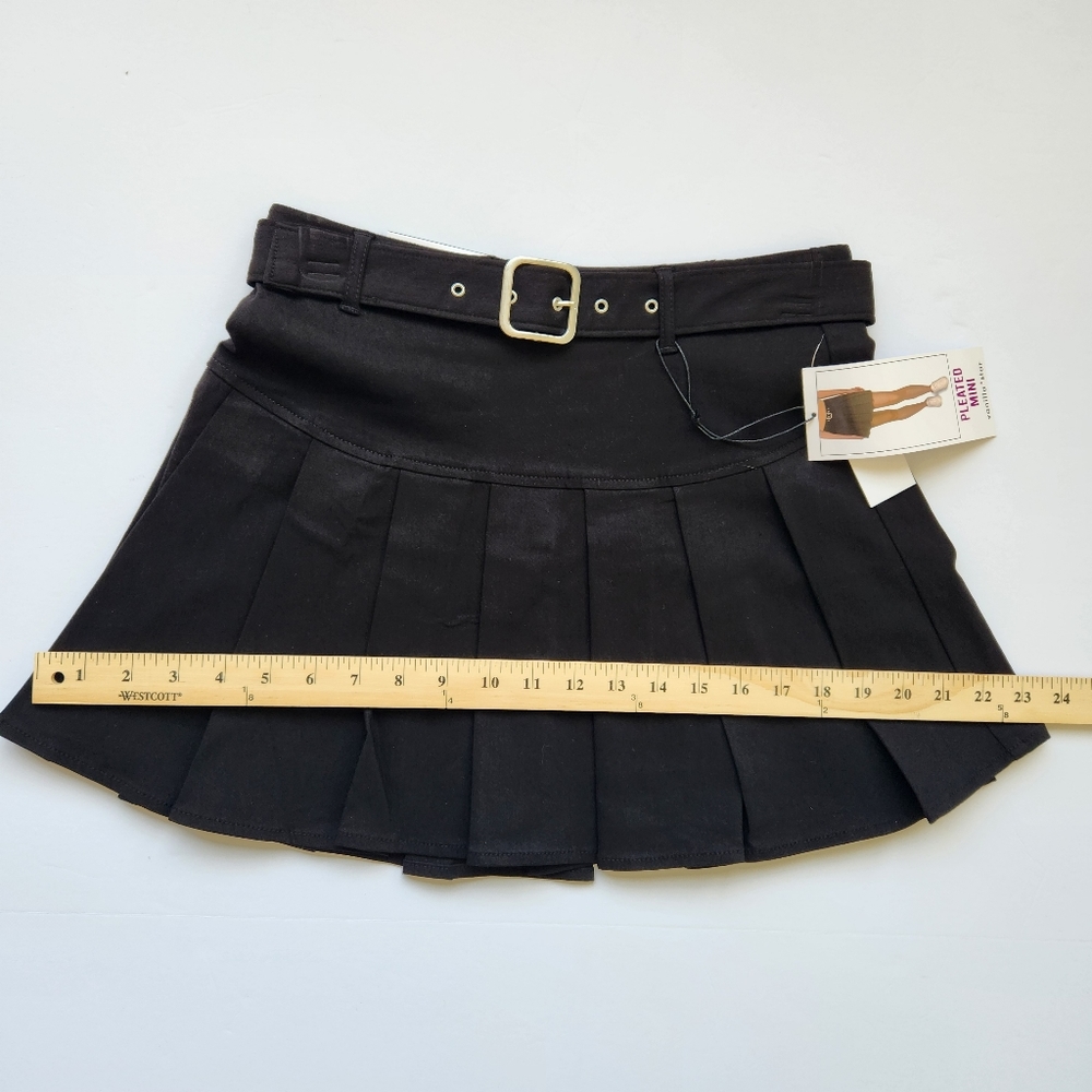 School Girl Pleated Mini Skirt Black Belted Prep School Preppy Academia Small - Picture 16 of 16